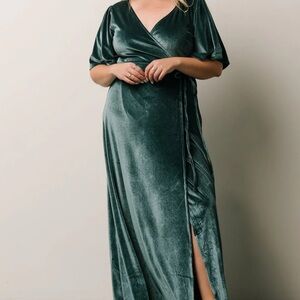Baltic Born Emerald Velvet Wrap dress